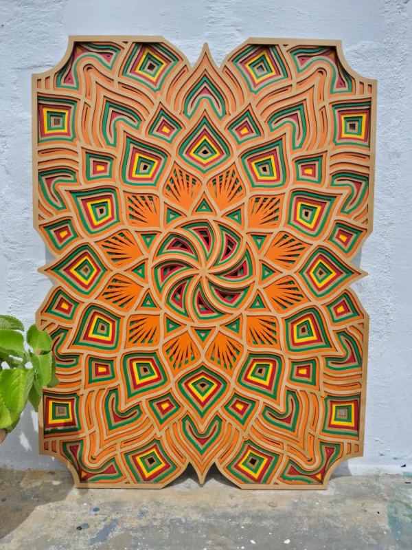 8 Layer Mdf Art With Floral Accents