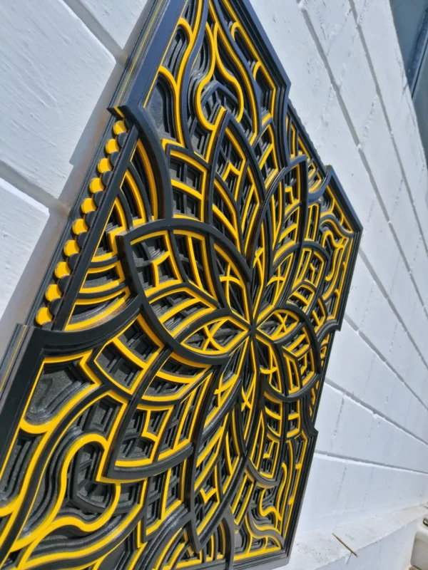 Artistic 3D Mandala Wall Art Side View Depth