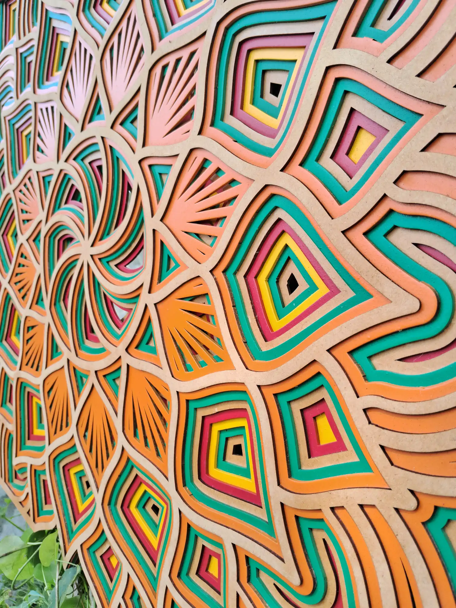 Bold Flower Mandala Wall Art Side Angle