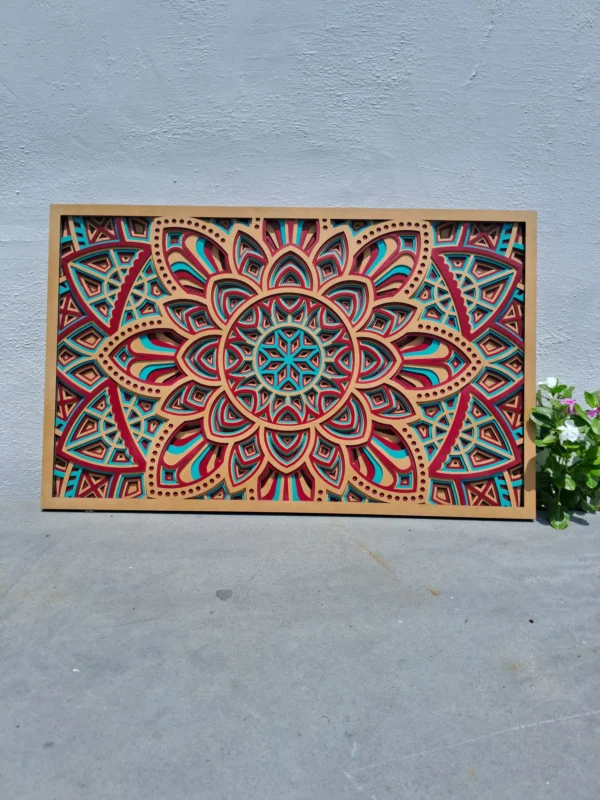 layered mandala mdf wall art front view