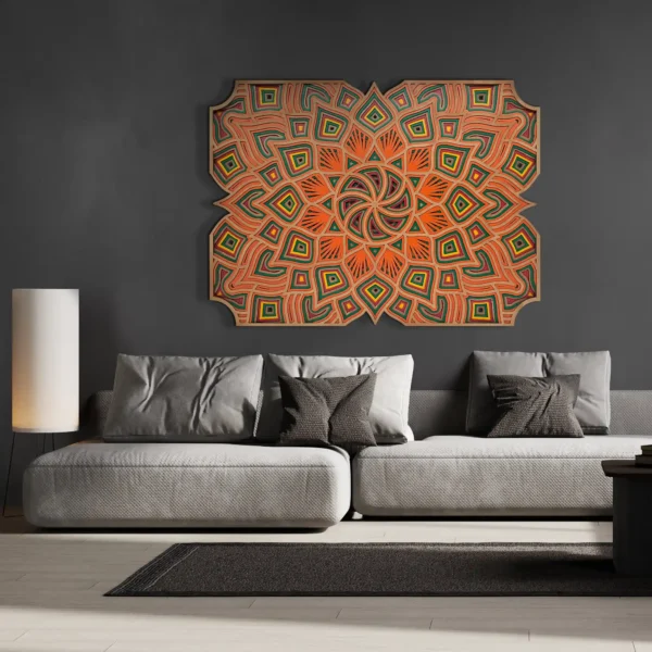 Flora Flame Layered Floral Mandala Wall Art Sculpture Front View