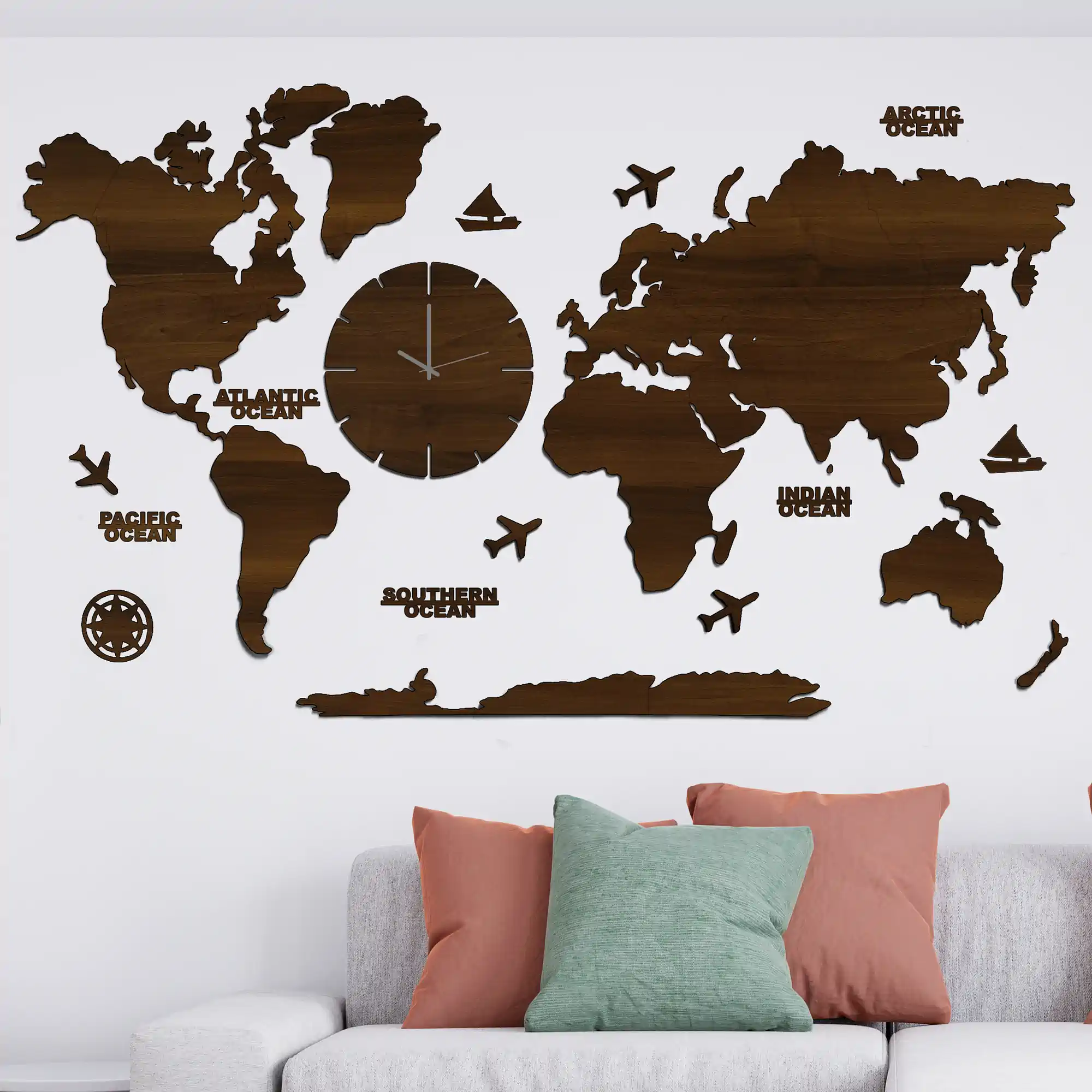 3d wooden world map wall clock dark walnut finish mi wrldclk 26 main 3d wooden world map wall clock dark walnut finish mi wrldclk 26 main