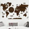 large wall clock with world map design dark walnut finish mi wrldclk 26 other 1