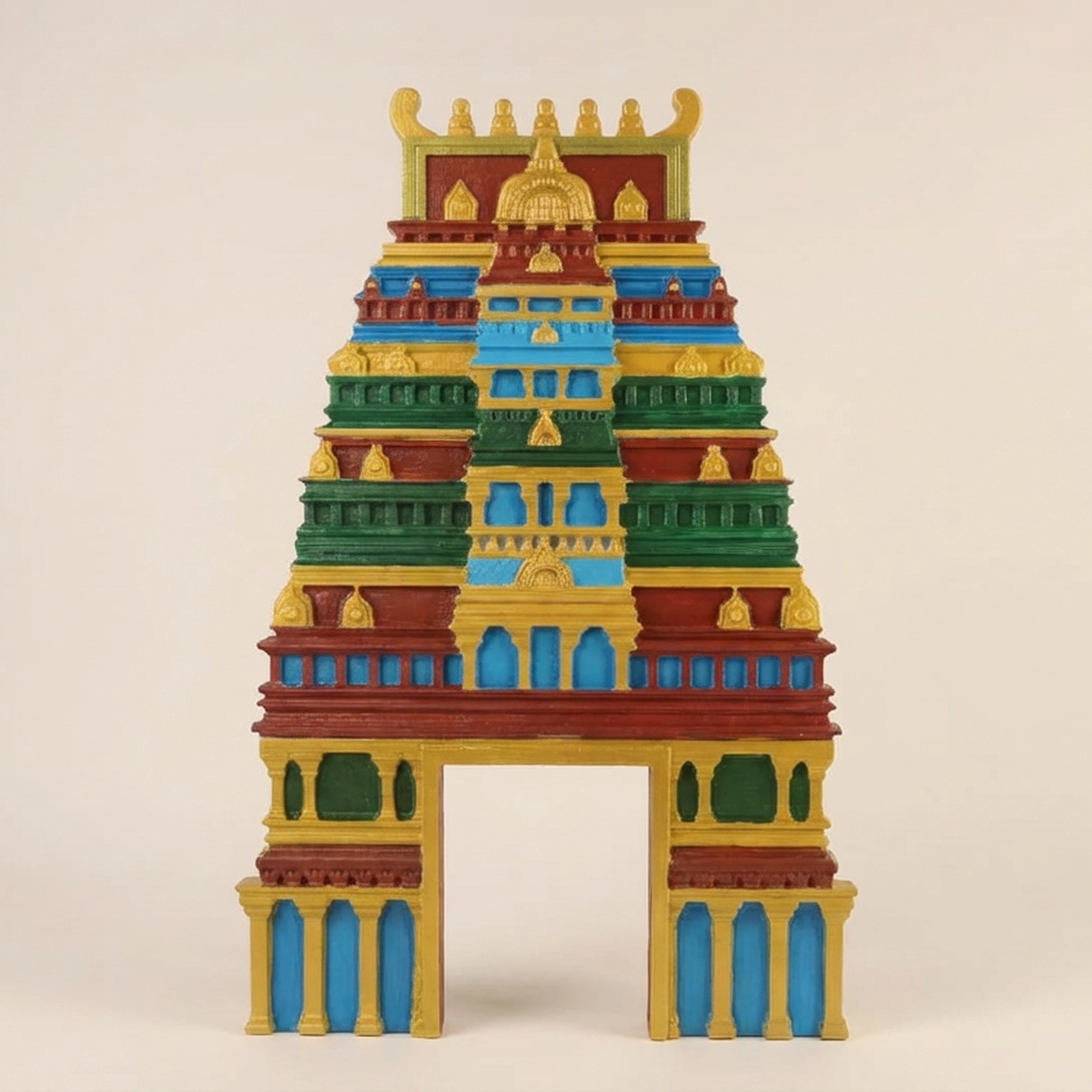 Multicolour Dravidian style temple gopuram