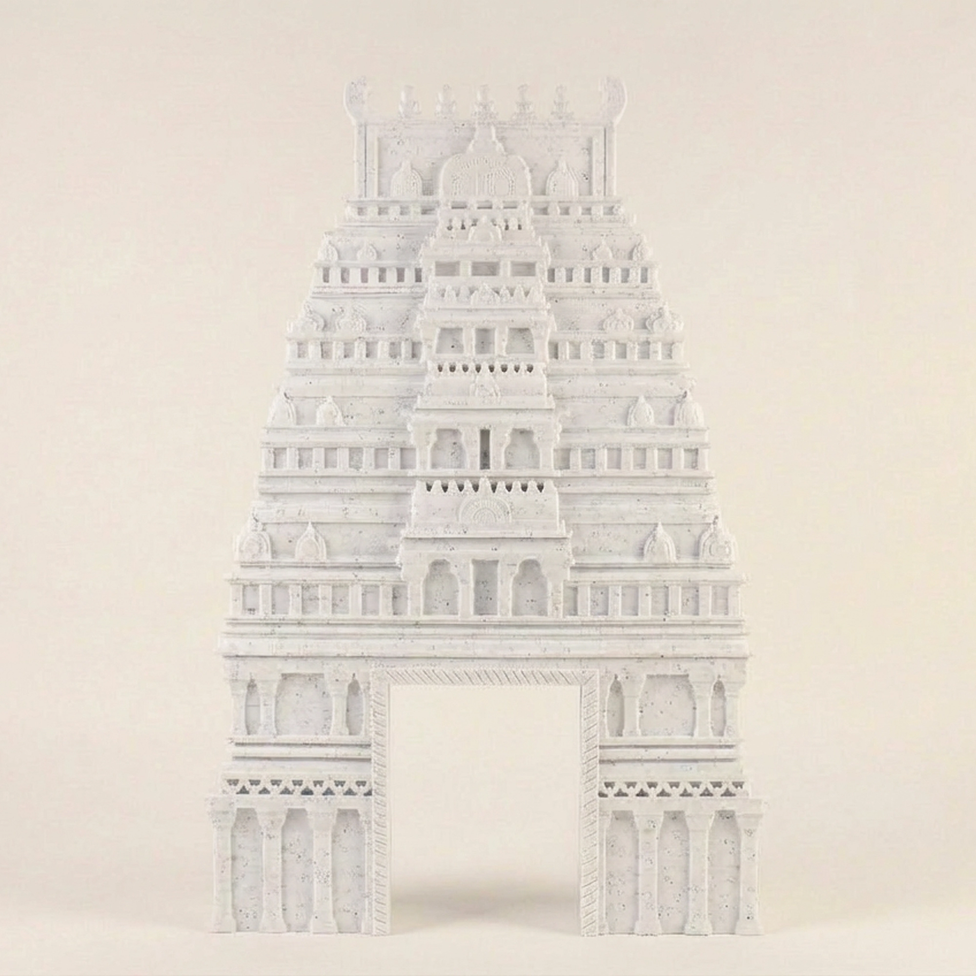 White finish Dravidian style temple gopuram