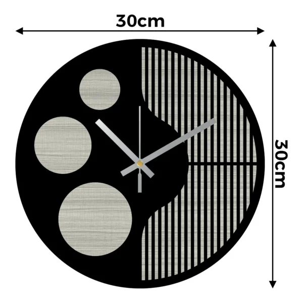 Abstract Geometric Wall Clock - Black & Grey Circles Stripes Design ...