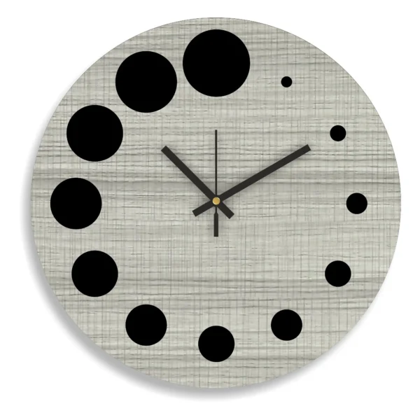 Modern Abstract Grey Wood Finish Wall Clock - Asymmetric Circle Design ...