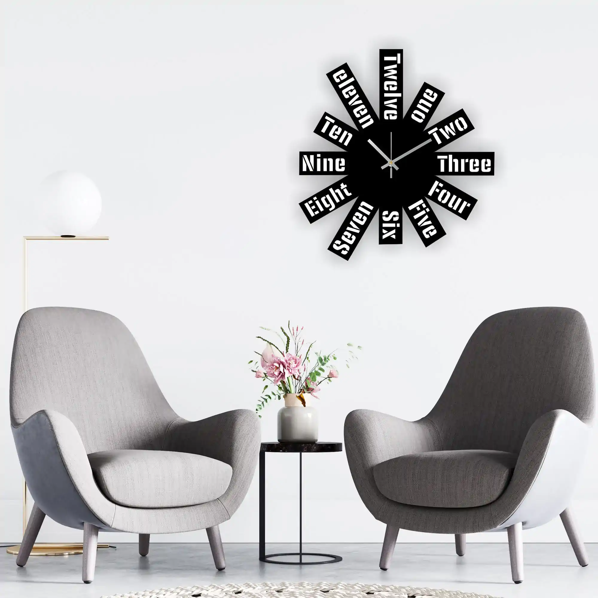 rawdius modern black text clock living room RAW 08 WC Other 2