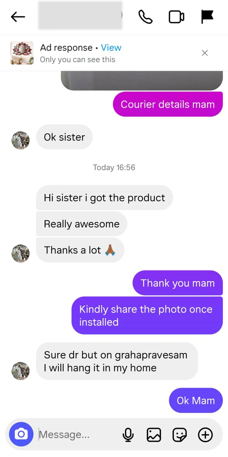 Rawdius Customer Instagram review expressing delight upon receiving decor for new home