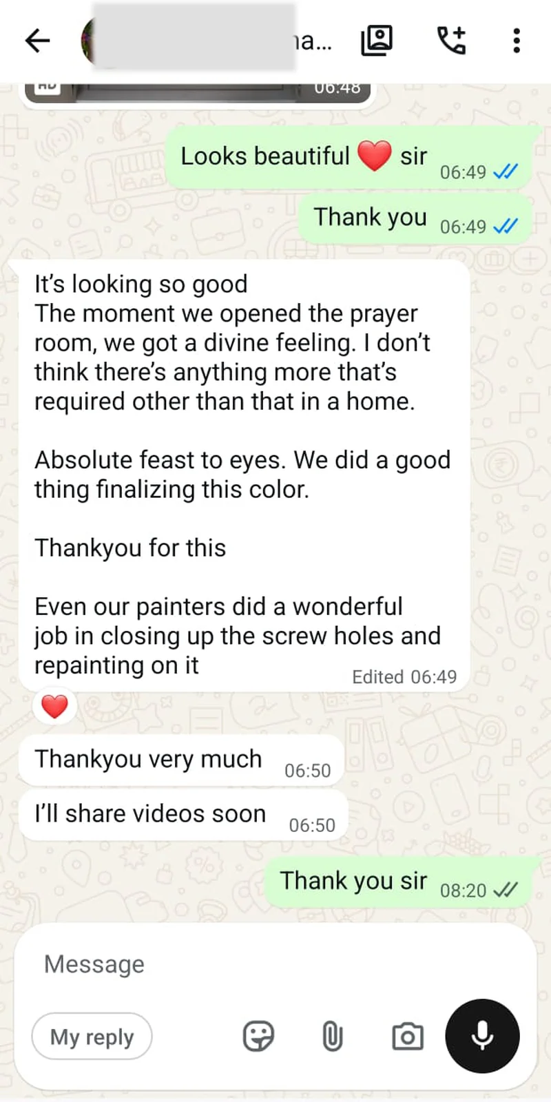 Rawdius Customer feedback on custom prayer room wall decor finish