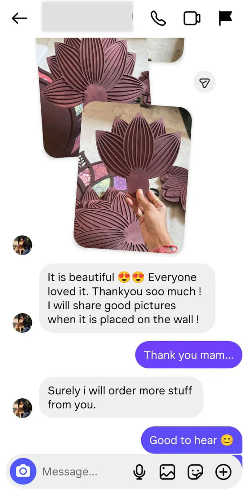 Rawdius Customer review photo of layered laser cut wooden lotus wall art